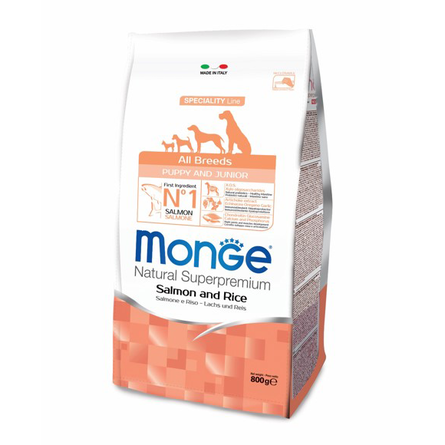Monge Dog Speciality Puppy&Junior Корм для щенков всех пород (лосось с рисом) – интернет-магазин Ле’Муррр